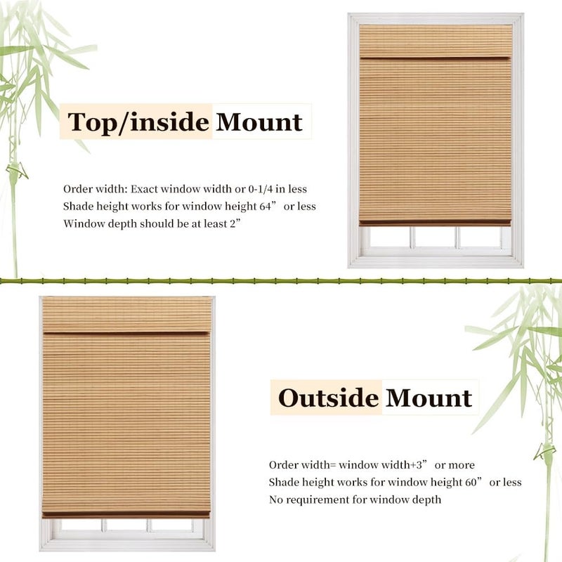 LUCKUP Cordless Bamboo Roman Blinds Shades for Indoor Windows-Blackout Room Darkening Roman Blinds with 6" Valance Cover Enhanced Privacy, 44" W x 64" H - Image 5